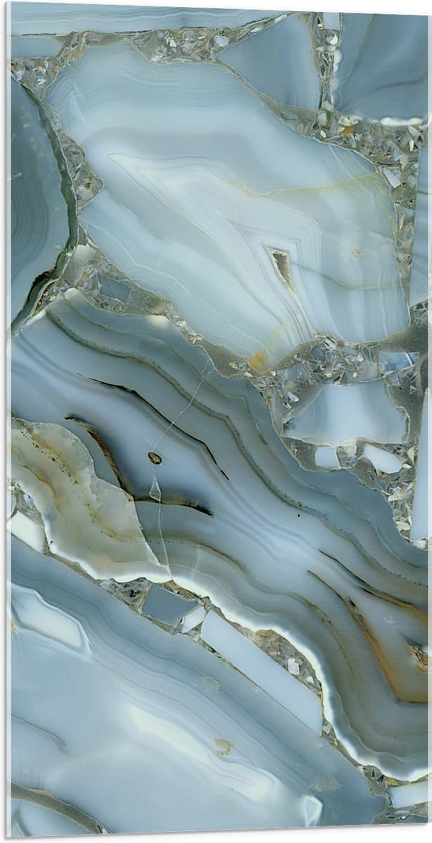 Acrylglas - Luxe Wit met Gouden Marmer - 50x100 cm Foto op Acrylglas (Wanddecoratie op Acrylaat)