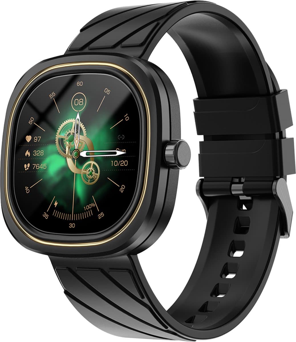 ANPRA BLACK ARES - Activity Tracker - Dames - Heren - Bel Functie - Social Media Notificaties - Stappenteller - Hartslagmeter - Calorieënmeter - Sportfunctie - Slaapmonitor - Muziekbesturing - Grote batterijduur - Gezondheidstracker - Fitness tracker