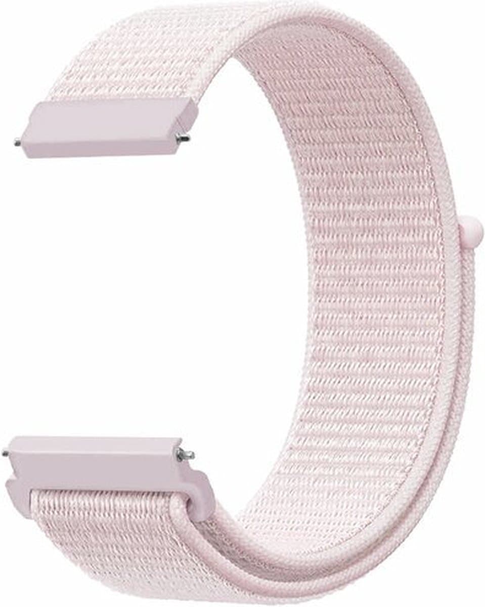 By Qubix - Geschikt voor Garmin bandje - Geschikt voor Garmin Venu / Sq / Sq2 / 2 plus - Sport Loop nylon bandje - Lichtroze - Smartwatch bandje 20mm