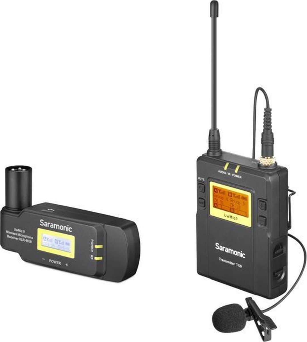 Saramonic UwMic9 Kit7 met 1 lavalier zender en ontvanger direct xlr aansluiting voor camera