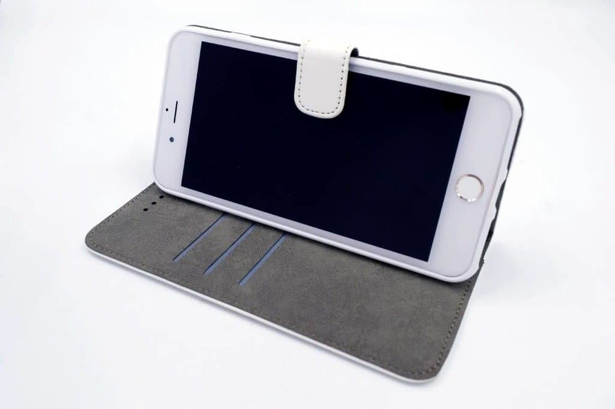 Apple iPhone 7 Plus; iPhone 8 Plus Pasjeshouder Wit Booktype hoesje - Magneetsluiting - Kunststof;TPU