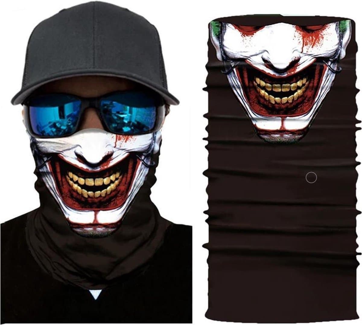 Motor Gezichtsmasker Nekwarmer Smiley - Masker - Joker - Motormasker - Skimasker - Motorsjaal - Halloween face shield spatmasker gezichtscherm