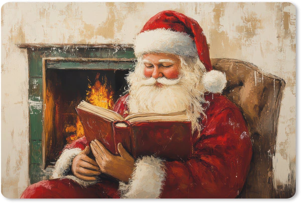 Muismat XXL 90x60 cm - Bureau onderlegger - Bureau mat Kerst - Kerstman - Winter - Open Haard - Bureaumat - Gaming mousepad xl - Bureaulegger groot - Computer deskmat