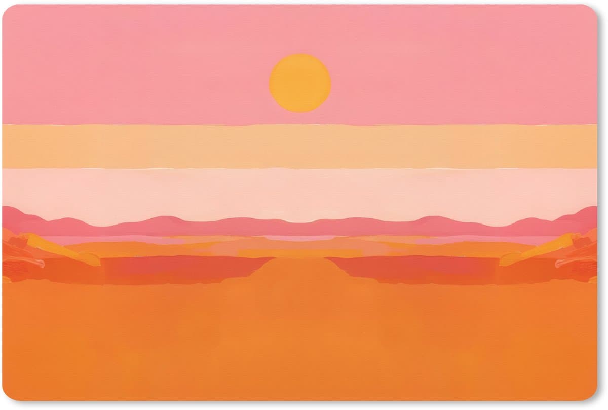 Muismat XXL 90x60 cm - Bureau onderlegger - Bureau mat Zon - Abstract - Landschap - Oranje - Bureaumat - Gaming mousepad xl - Bureaulegger groot - Computer deskmat