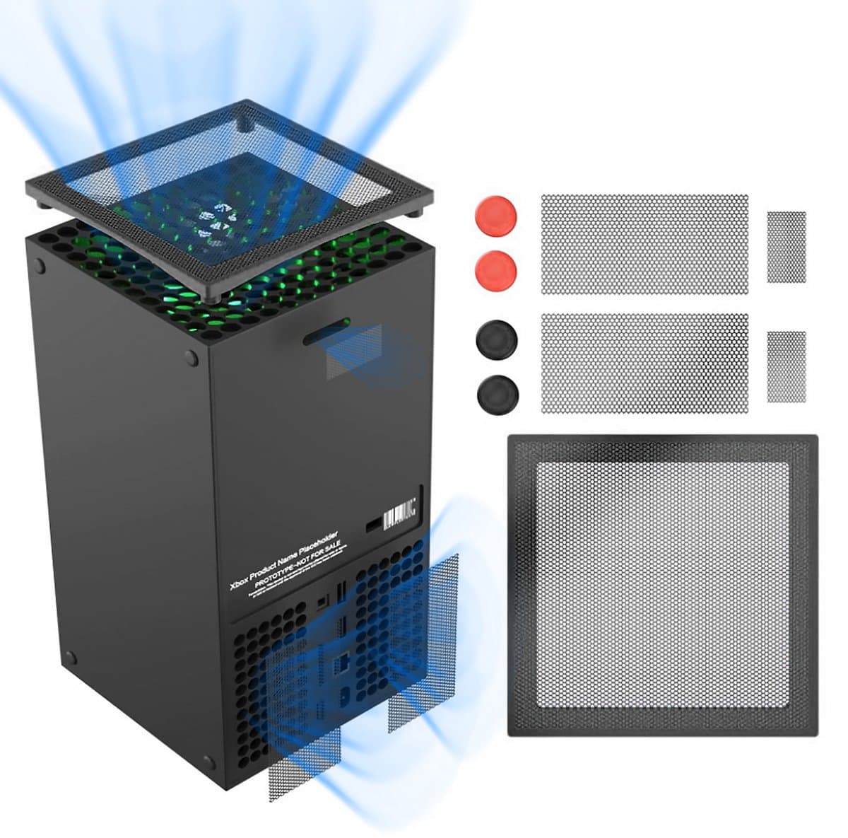 NAXSIR Professionele Stoffilterkit voor Xbox Series X - Maximale Stofbescherming met Koelerbeugel - Multifunctionele Koelset voor Optimale Koeling - Perfecte Xbox Stofrooster, Eenvoudig te Installeren
