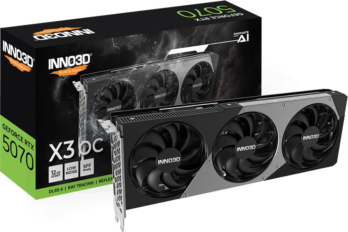 INNO3D NVIDIA GeForce RTX 5070 X3 OC - Videokaart - 12GB - GDDR7 - PCIe 5.0 - 1x HDMI 2.1 - 3x DisplayPort 2.1