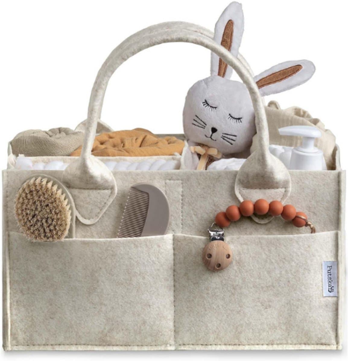 Luxe Baby Luiermand Organizer - Grote Witte Opbergmand Voor Babykamer - Essentieel Voor Verzorgingstafel - Uniseks Kraamcadeau