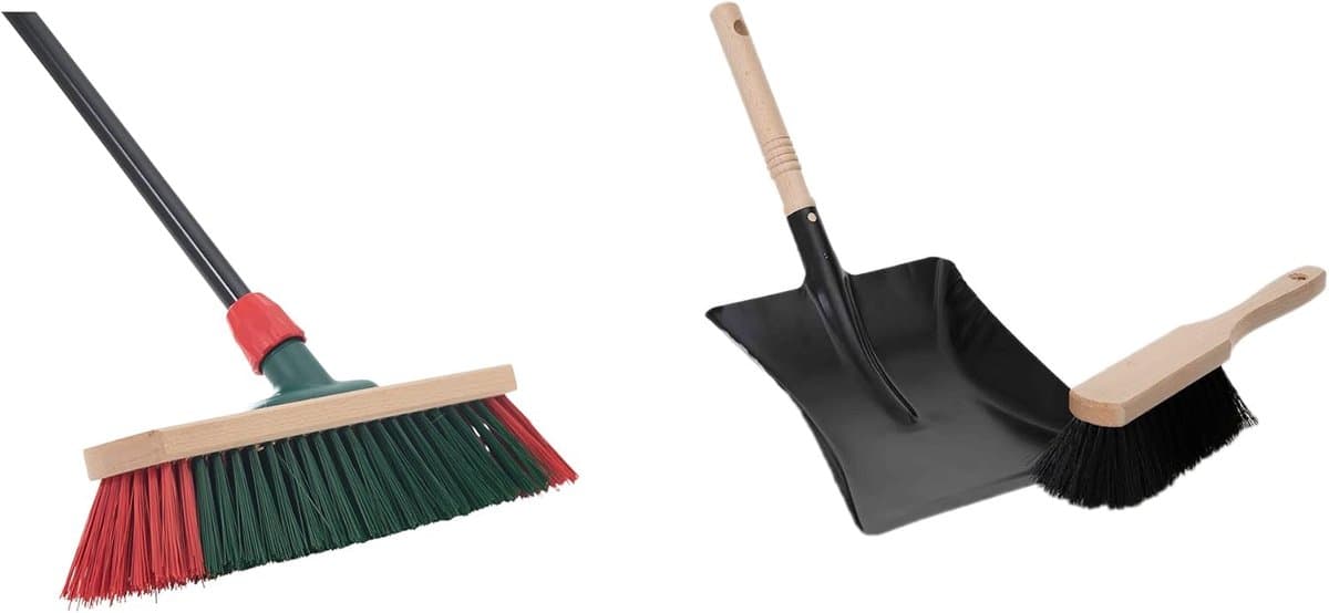 Telescopische straatbezem met stoffer en blik en tuinbezem (1, tuinbezem + stoffer en blik set zwart)
