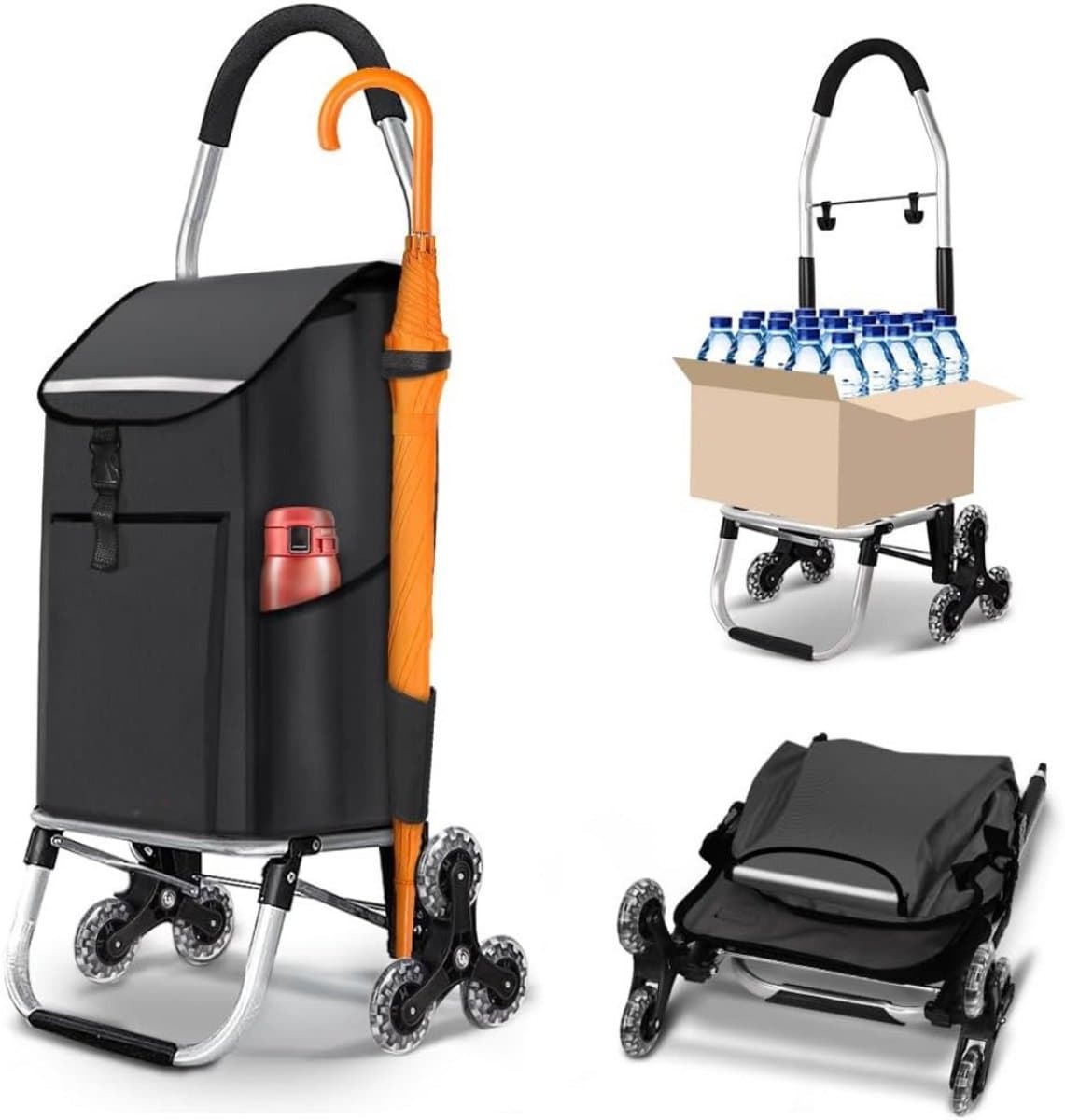 GTB® Winkeltrolley - Trolley - Boodschappentrolleys - Zwart - 45cm x 39cm x 101cm