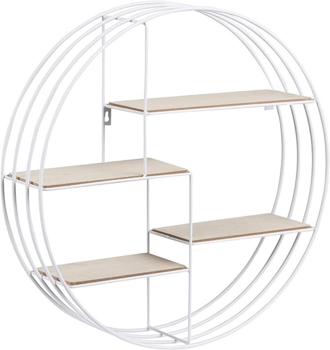 "GTB® Wandrek Rond - Wandrek Zwart Metaal - Wandrek Rond Metaal Zwart - Wit - 10cm x 45cm x 45cm "
