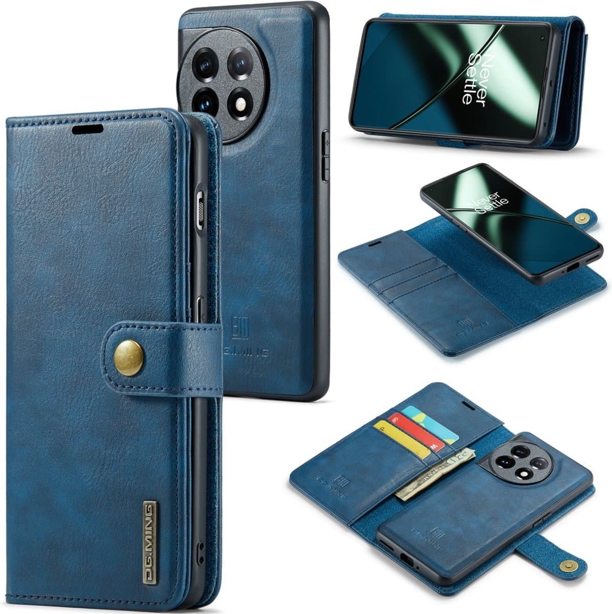 DG.MING Hoesje - Geschikt voor OnePlus 11 5G Hoesje - DG.MING 2-in-1 Book Case & Back Cover - Blauw