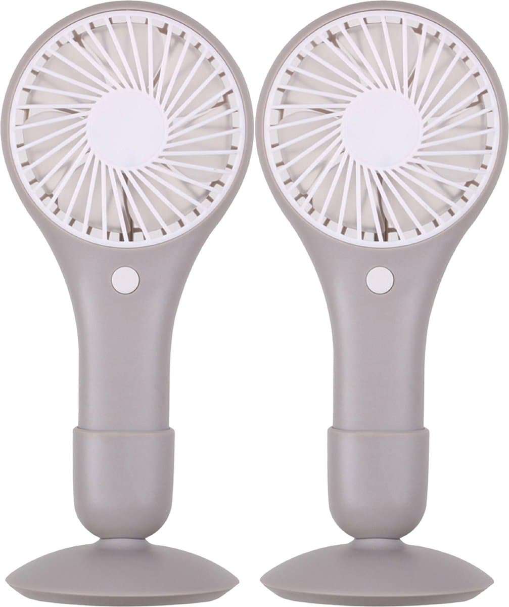 Urban Living Draagbare USB ventilator met standaard - 2x - grijs - 20 x 10 cm