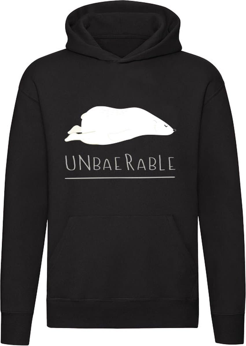Ijsbeer Unbearable Hoodie - lief - verveling - saai - lui - woordspeling - dieren - taal - engels - humor - grappig
