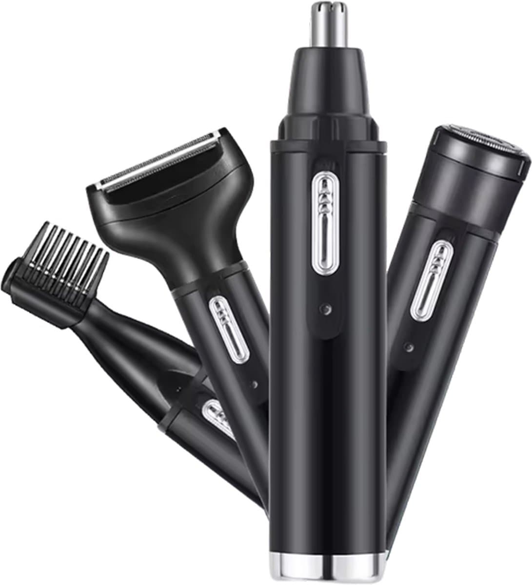 Luxevo Neustrimmer Set van 4 - Verschillende Opzetstukken - Oplaadbaar - Oortrimmer - Mannen en Vrouwen - Neushaartrimmer - Efficiënte en Precieze Verzorging - Zwart