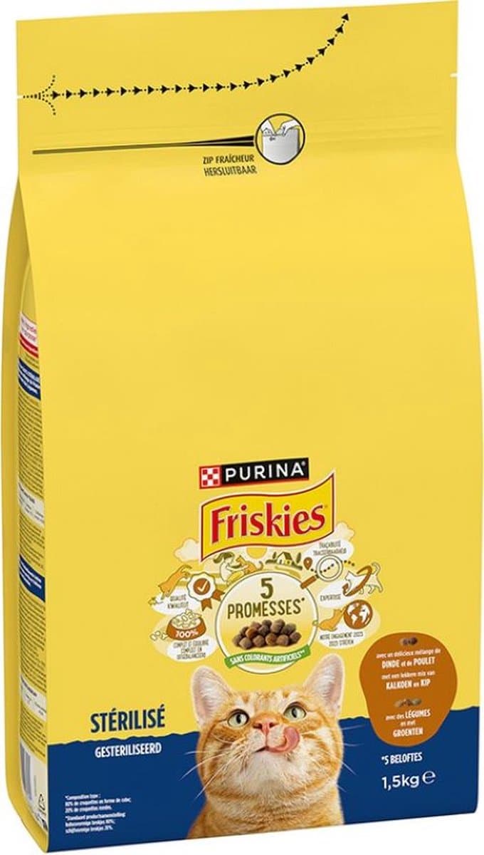 Friskies droogvoer voor katten - kalkoen & kip - voor gesteriliseerde katten -1500g
