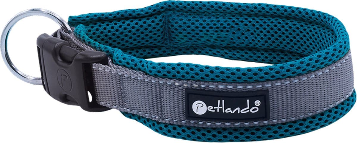 Petlando Hondenhalsband Outdoor Grijs&Petrol - Klikhalsband - L 50-55x4 Cm