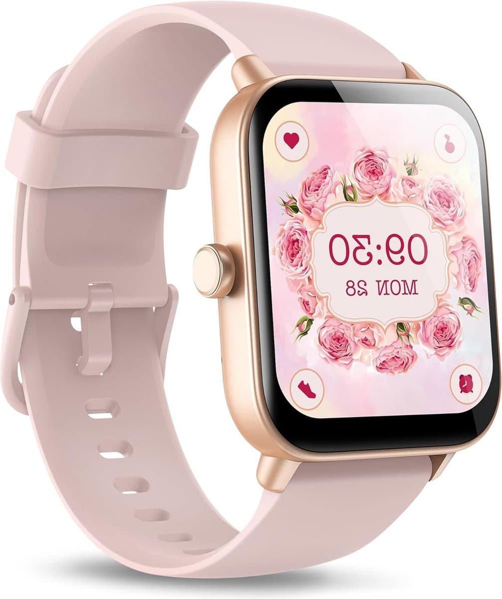 18 inch Smartwatch telefoonfunctie Alexa Built-in Android IOS IP68 waterdicht Fitness Horloge SpO2 Hartslag Slaap Monitor Sport Modi Roze Wijzerplaten