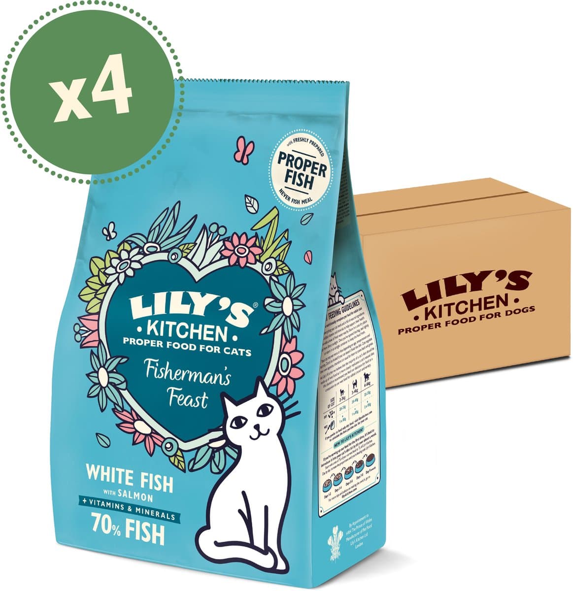 Lily's Kitchen - Kattenvoer Droogvoer - Vispannetje met Witvis en Zalm - 4 x 800 g