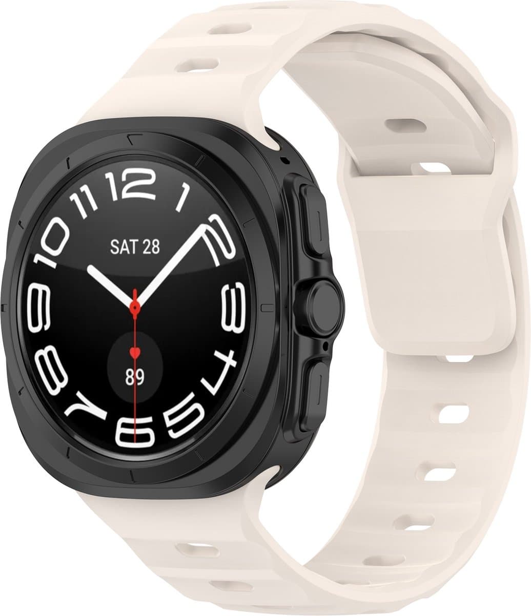 By Qubix - Compatible Samsung bandje - Solid Sportband - Sterrenlicht / starlight - Geschikt voor Samsung Galaxy Watch Ultra / Ultra 2025 47mm