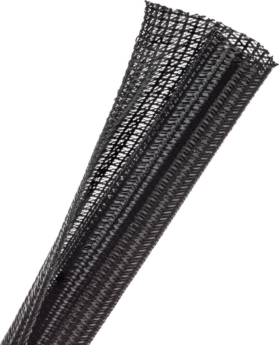 Techflex-F6N0.38BK/3.6-Lengte: 3,6 Mt-Cable Organizer-Kabelmanagement-Kabelsok-Kabelbeschermer-Self wrapping-Zelfsluitende kabelmantel-Computer-Auto-Bureau-TV-Kleur: Zwart