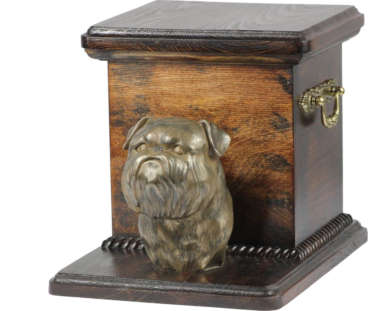 Elegante urn voor hondenas met bust van Griffon Bruxellois