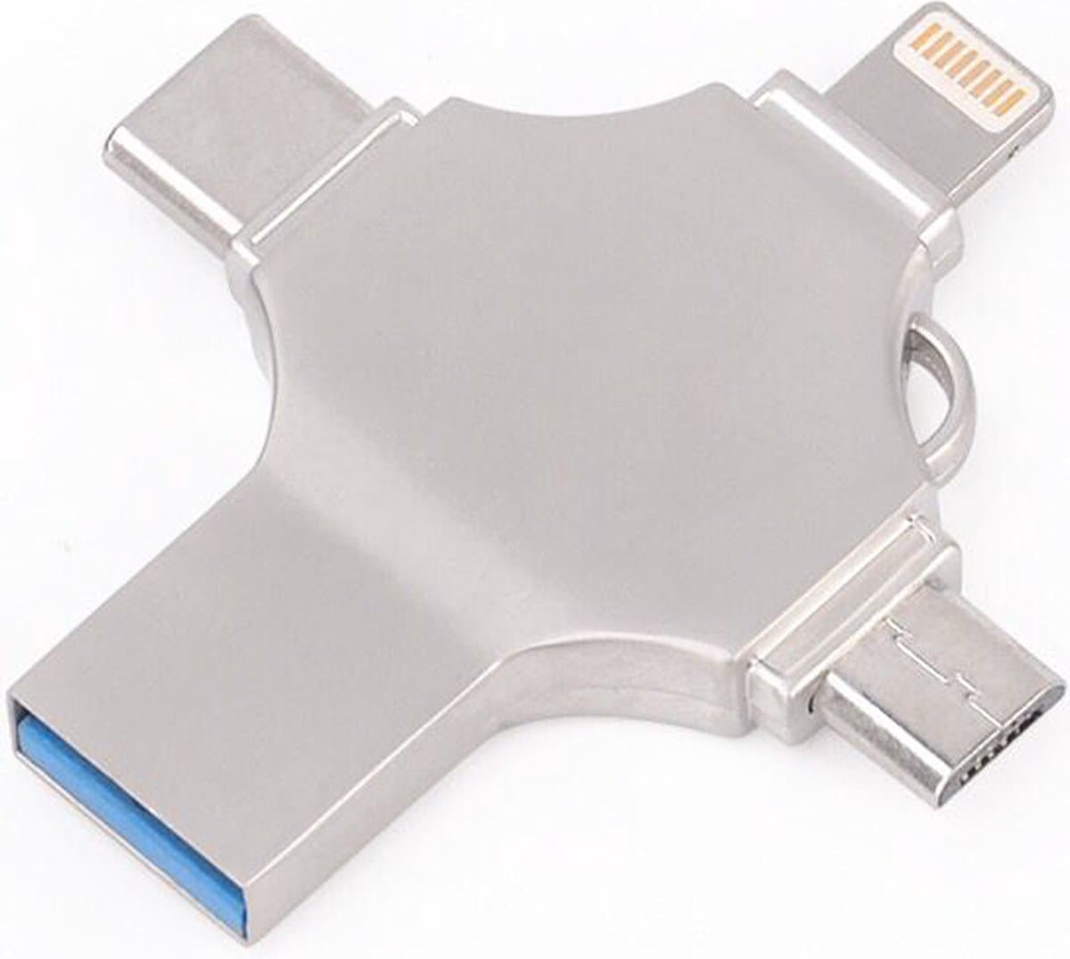 USB stick - 3.0 - 256GB - USB A - USB C - Micro USB - Lightning - Zilver - Allteq