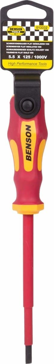 Benson Platte schroevendraaier - geïsoleerd VDE - 5.5 x 125 mm - rood