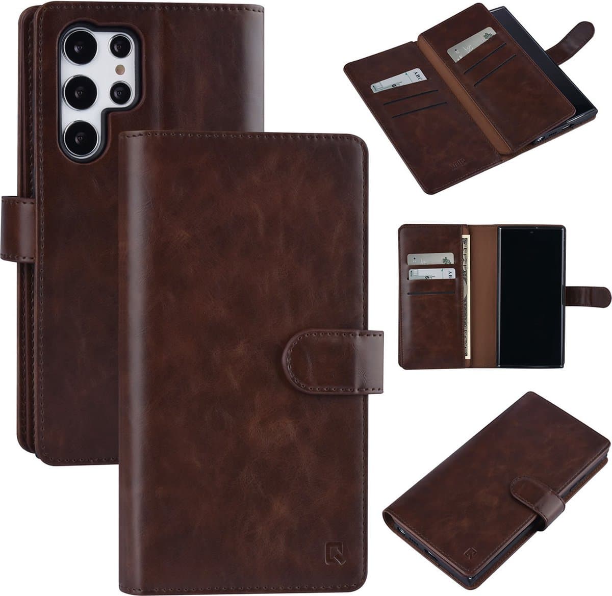 UNIQ Accessory Premium Bruin Kunstleer Book Case Telefoonhoesje voor Samsung Galaxy S22 Ultra - Bescherm je Smartphone!