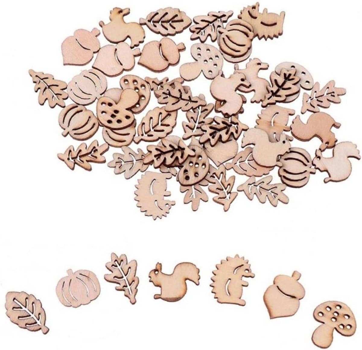 Houten Knutseldecoraties - Houtjes Sieraden - Scrapbooking Kaarten Maken - Onbehandeld Hout - 50 Stuks - Niet Gespecificeerd