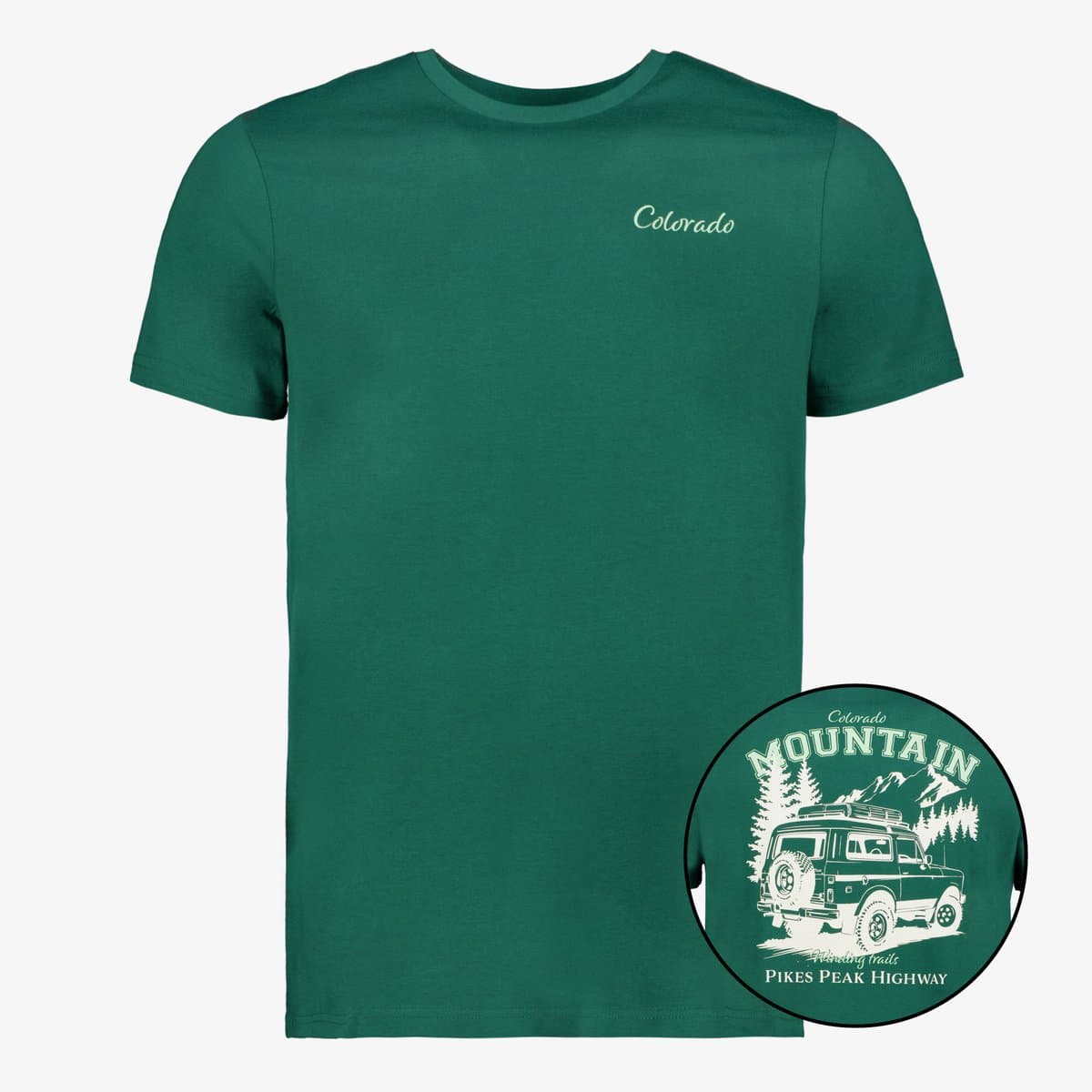 Unsigned heren T-shirt met backprint groen - Maat XL
