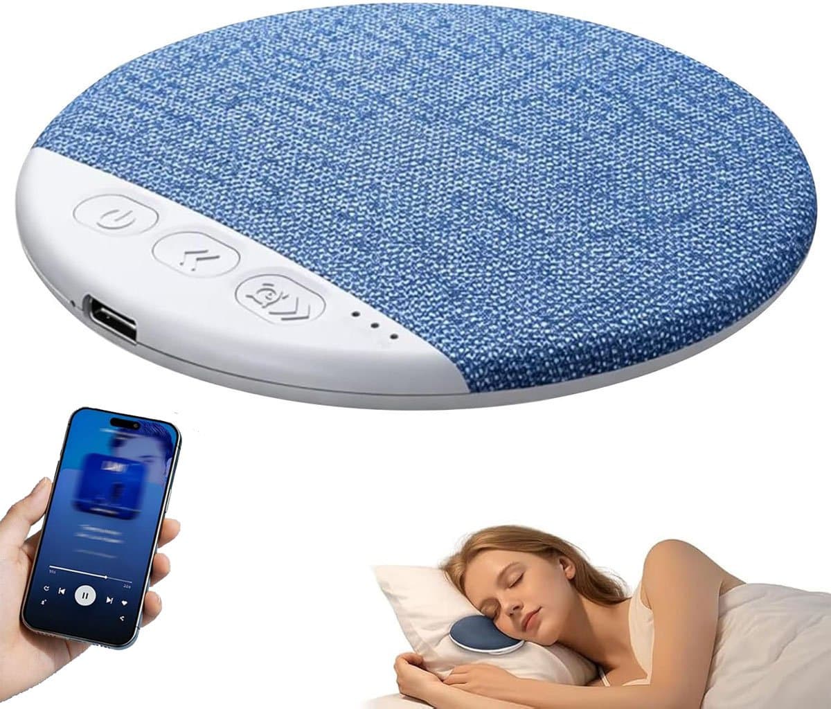 Pillow Speaker, 2026 Nieuwe Bluetooth Kussenluidspreker, Mini Botgeleiding Slaaphulp Met Stereo Bas En Witte Ruis, Ultra-Dunne Stereo Bas, Voor Volwassen Gespecialiseerde Slaapoordopjes, Blauw