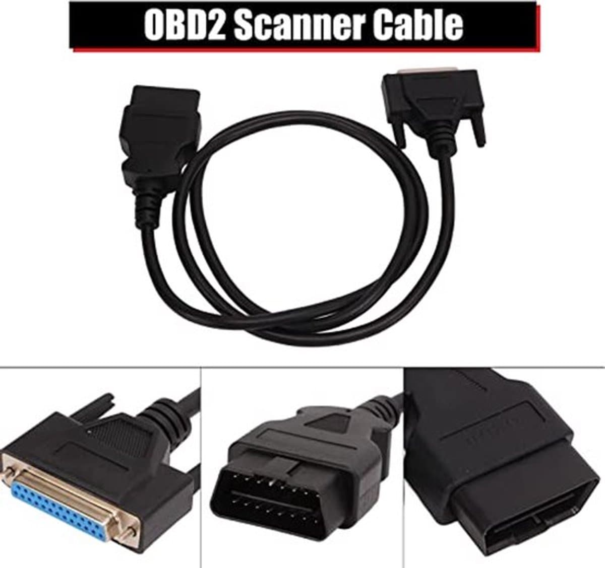 Hoofd OBD2-diagnosekabel, flexibele kabel EAC0093L01A, 25-pins vrouwelijk naar 16-pins mannelijk, OBDII