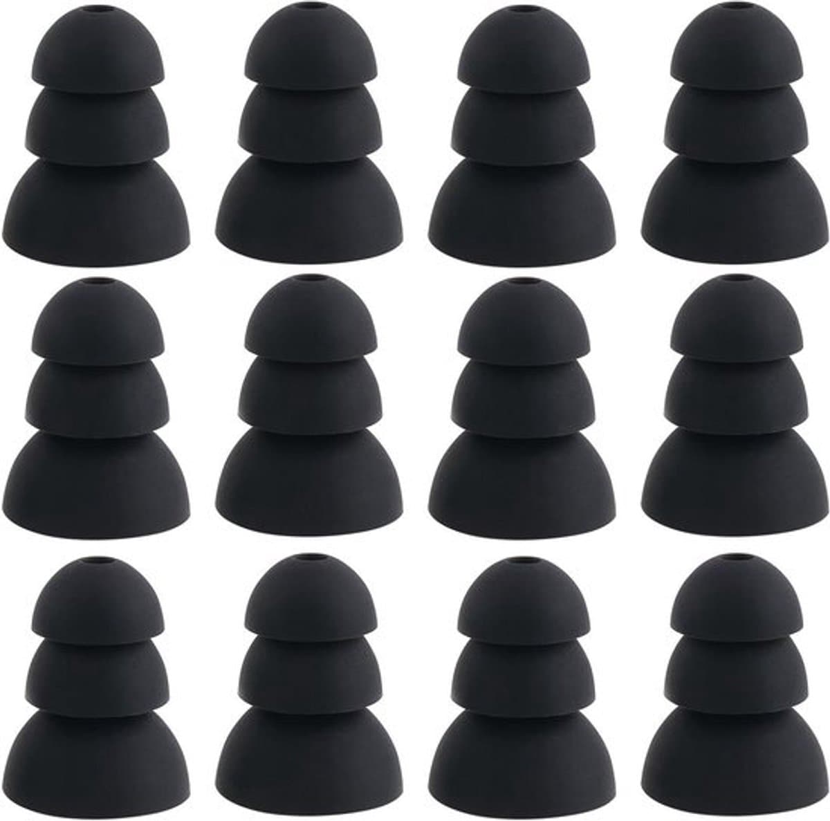 Oordopjes met ruisonderdrukking - drievoudige flens - 6 paar - 2 mm gat - compatibel - Shure SE215 Pro - zwart.