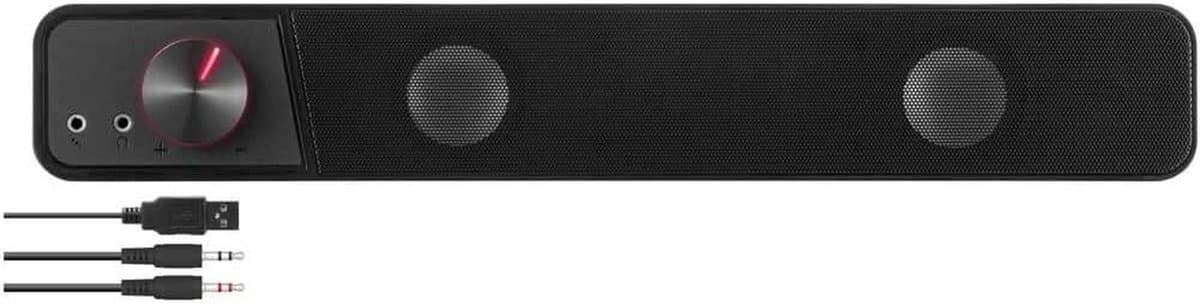 Stereo Soundbar - Compacte Speaker - Muziek Luisteren - Verlichte Volumeknop - 38 cm Breed - Zwart