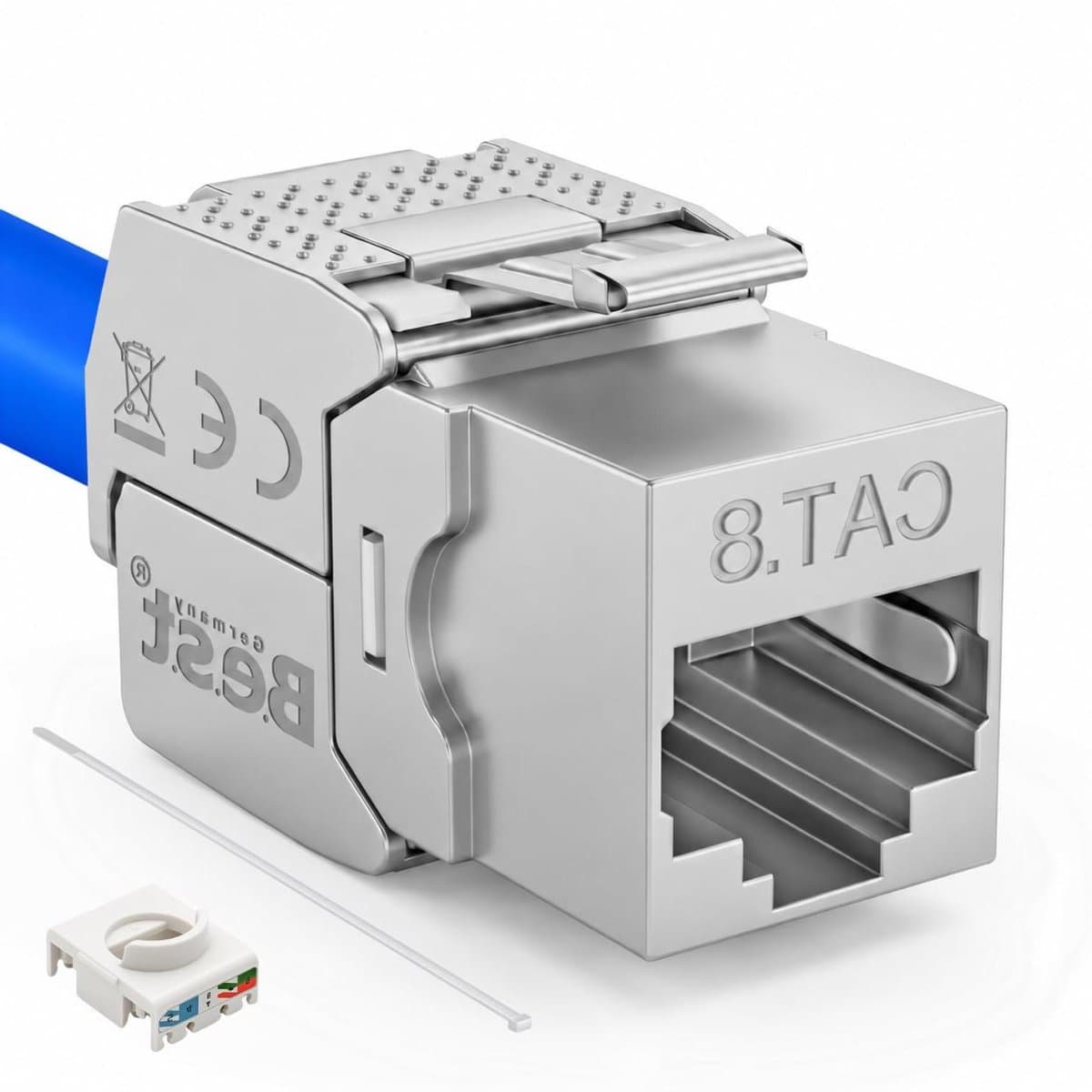 Netwerkmodule RJ45 - Keystone aansluiting - Snelle dataoverdracht - Gereedschapsloze montage - 40 Gbit/s - Metaal