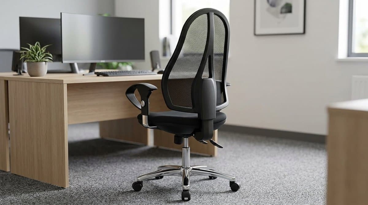 Ergonomische bureaustoel met armleuningen – House&Garden Open Point SY Deluxe draaistoel – ademende mesh rugleuning, verstelbare zithoogte, 110 kg draagkracht – comfortabele kantoorstoel voor thuis en kantoor