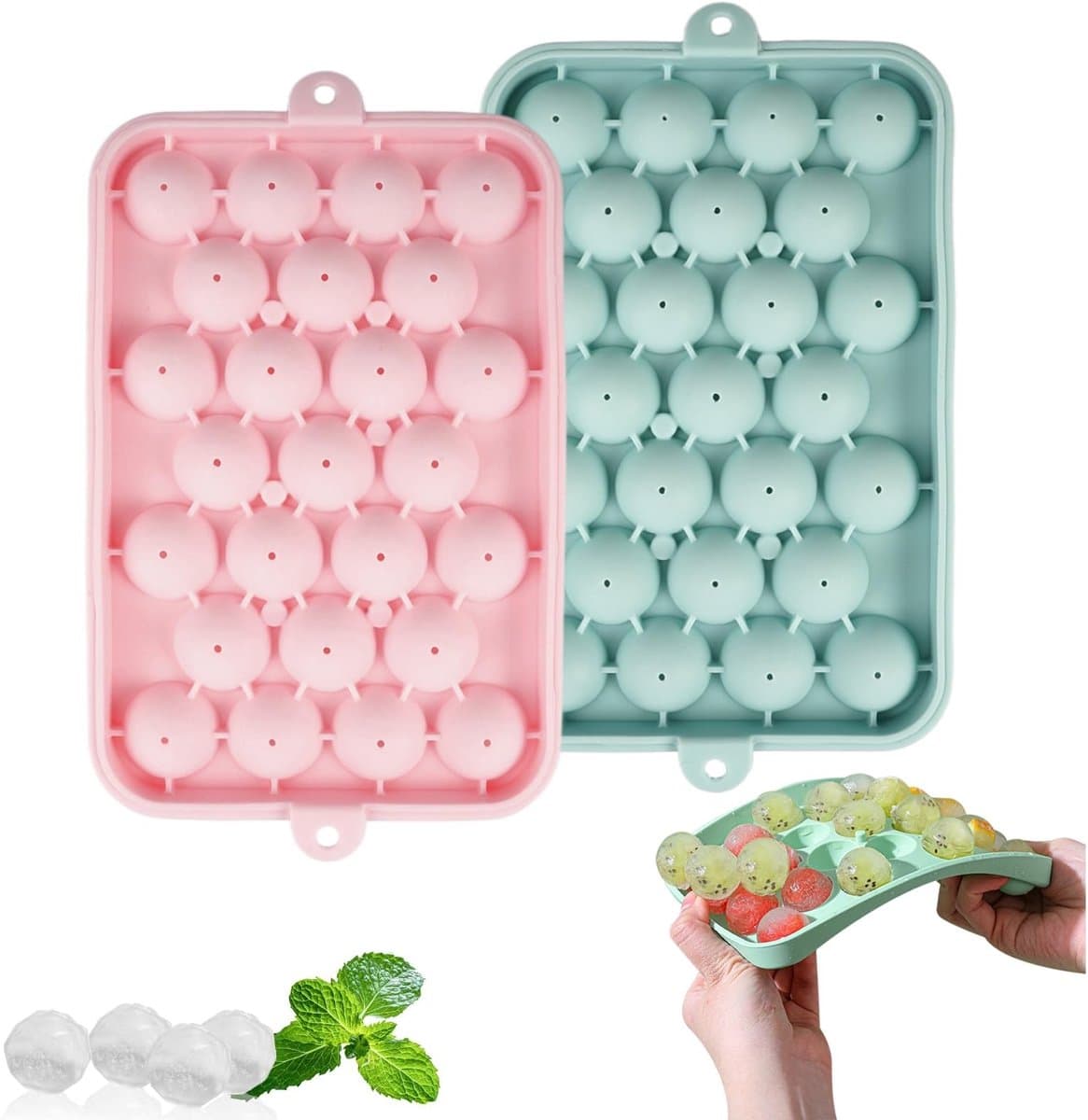 Dailygoods - Siliconen IJsblokjesvorm - IJsblokjes maken - Duurzaam en veilig - Blauw en roze - Cocktail en whisky - Geschikt voor diepvries