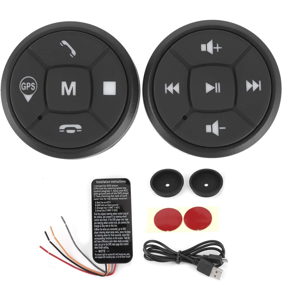 Dailygoods - Auto Stuurwiel Afstandsbediening - Draadloze Stuurbediening - Lichtgewicht en Compact - Zwart - Radio Volume en GPS Controller - Geschikt