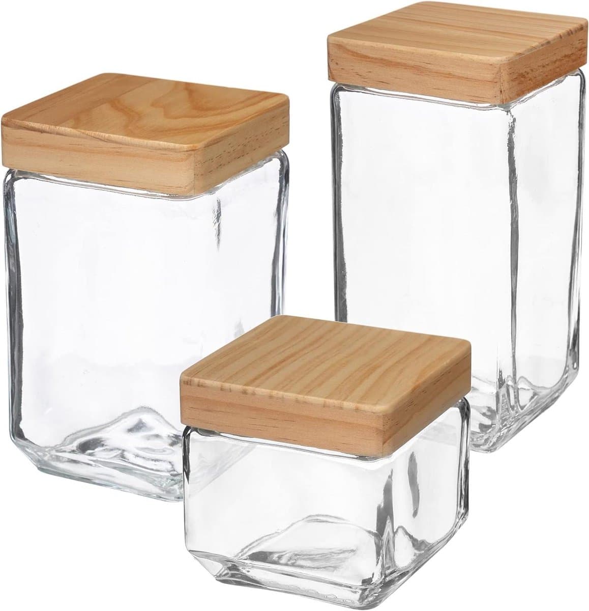 Bewaar Sets - Glazen Potten - Keuken Organisatie - Robuust en Duurzaam - 3 Stuks - Transparant