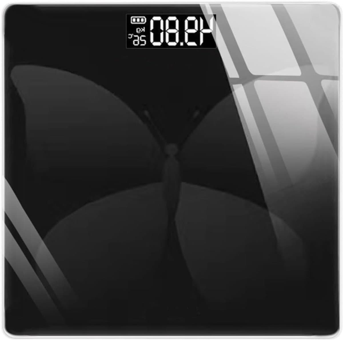 Digitale Personenweegschaal - Lichaamsgewicht Weegschaal - Gezondheid Monitoren - Precieze Lichaamsmetingen - 26x26cm - Zwart