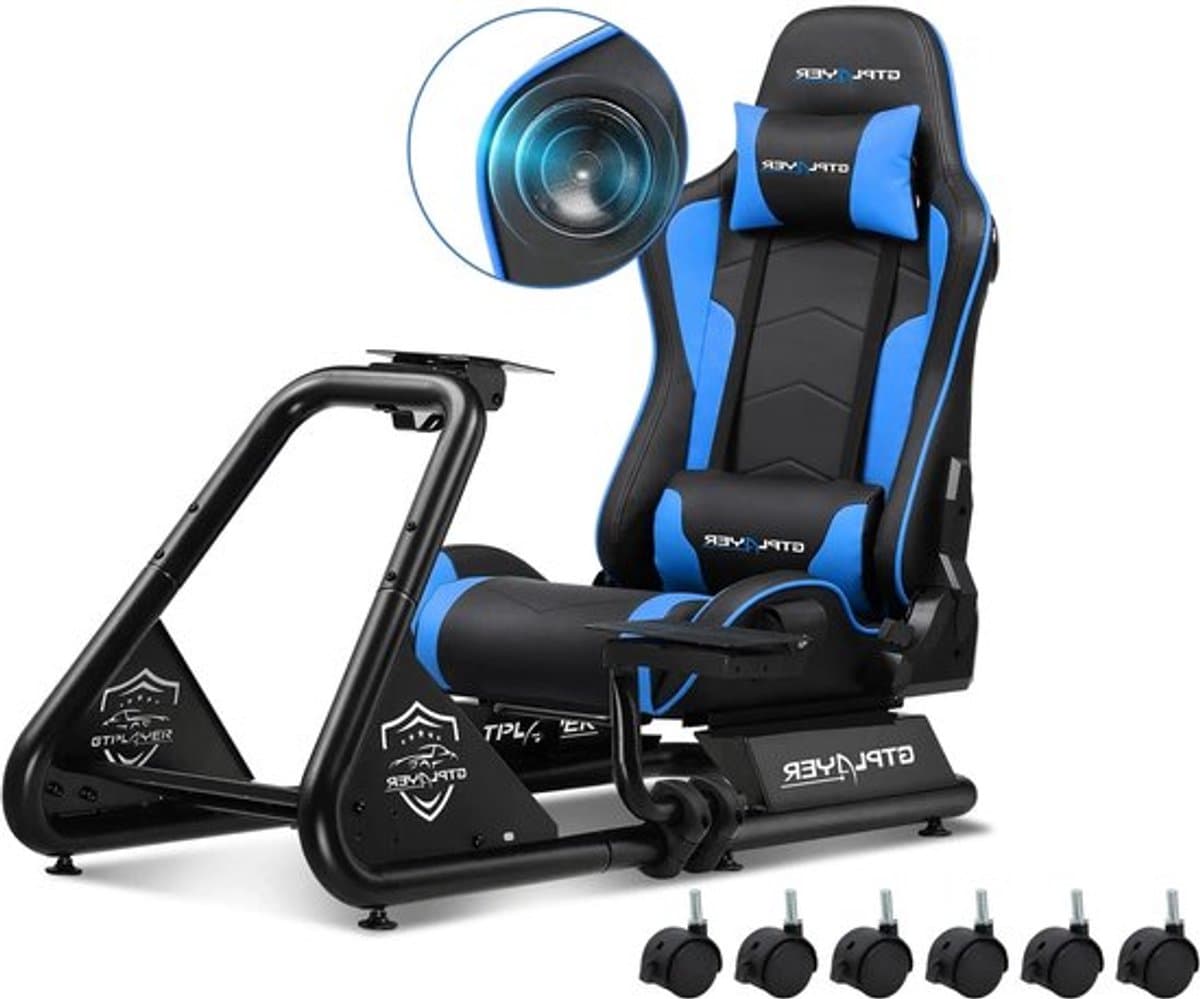 Simracing Cockpit – Race Simulator Frame – Simracer Stoel – Gaming Cockpit – Racing Setup – Verstelbaar Design – Ingebouwde 3D Speakers