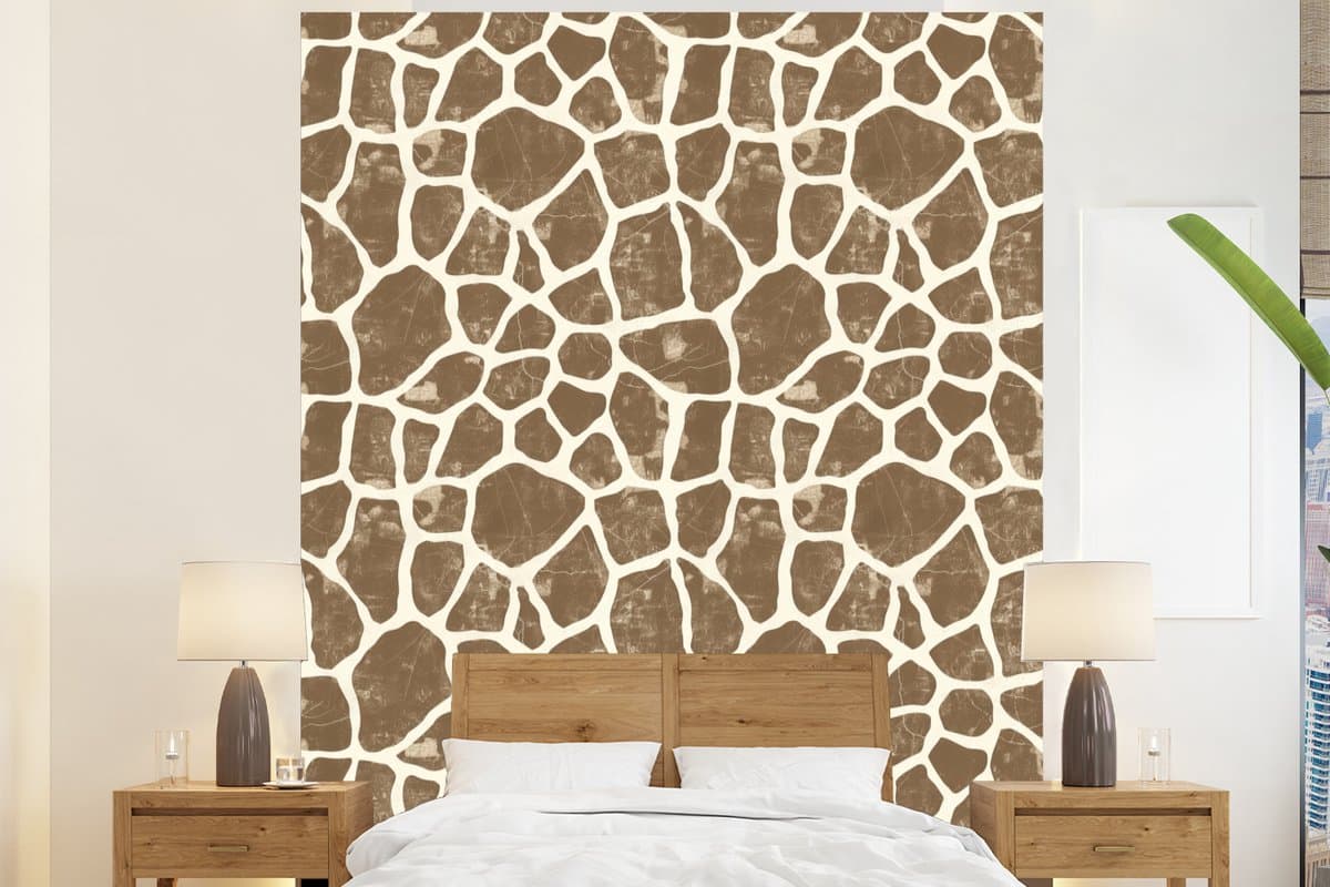Behang - Fotobehang Giraf - Klassiek - Bruin - Breedte 225 cm x hoogte 280 cm