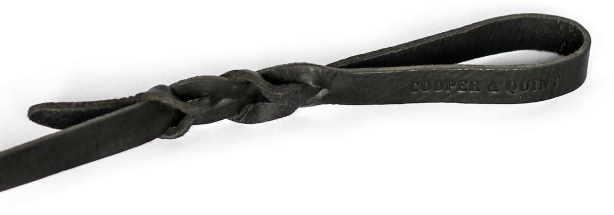 Cooper & Quint Twisted - Hondenriem gevlochten leer - Zwart - 140cm - Oud Messing