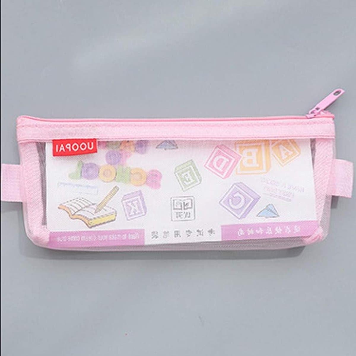 Mesh Opbergzakjes - Nylon Pouch - Documenten Opbergen - Transparant Ontwerp - 21 x 9 cm - Roze