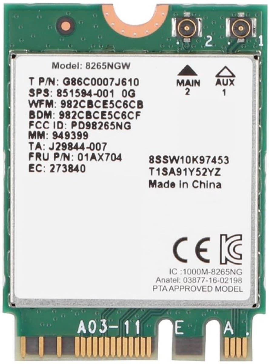 Bluetooth 4.2 WiFi-kaart - 2,4G/5G draadloze netwerkkaart - Compact en Lichtgewicht - 867 Mbps Snelheid - Geschikt voor laptops - NGFF/M2 F..