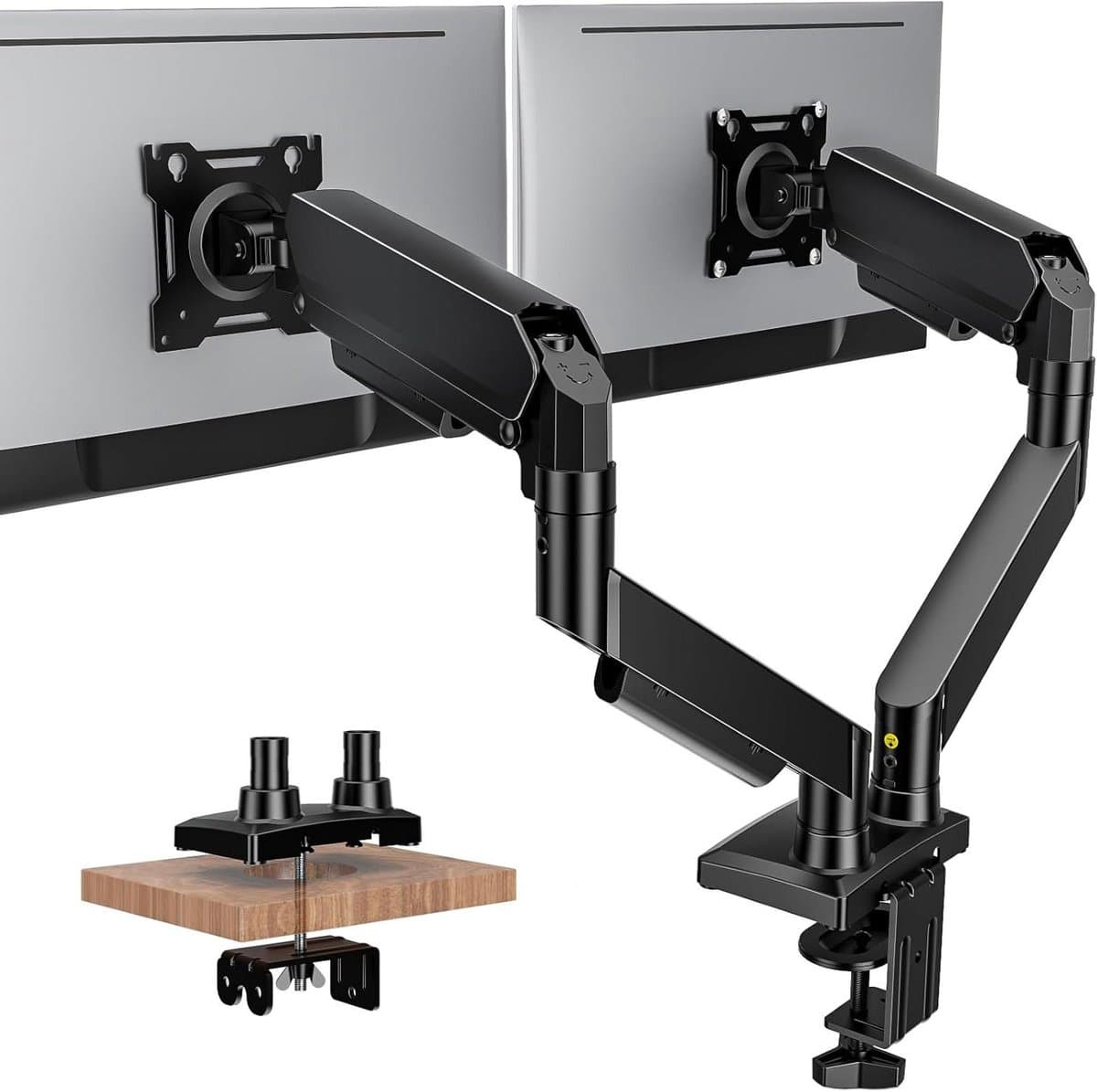Monitor Arm - Gasveer Arm - Bureau Organisatie - Dubbele Gasveer - 17-32 Inch - Zwart