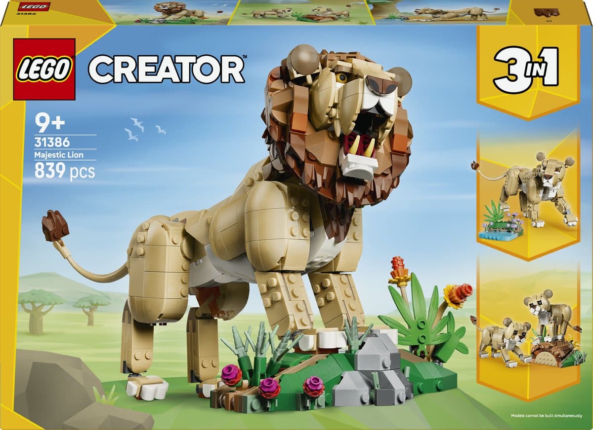 LEGO Creator 3-in-1 Wilde dieren: Majestueuze Leeuw 31386