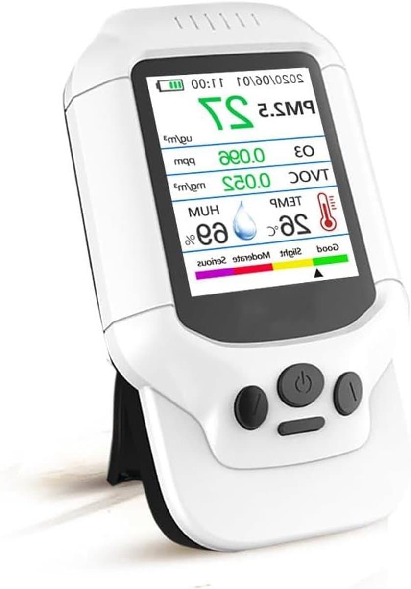 Luchtkwaliteitsmonitor - Luchtmeter Detector - Luchtkwaliteit Meten - Meerdere Gassen Detecteren - 6.1 x 3.4 x 1.4 inch - Wit