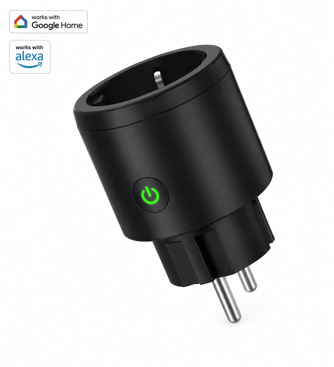 Evy24 Slimme Stekker met Energiemeter - Wifi Stopcontact - Smart Plug - Verbruiksmeter - Google Home & Alexa - Tijdschakelaar - App Bediening - Zwart