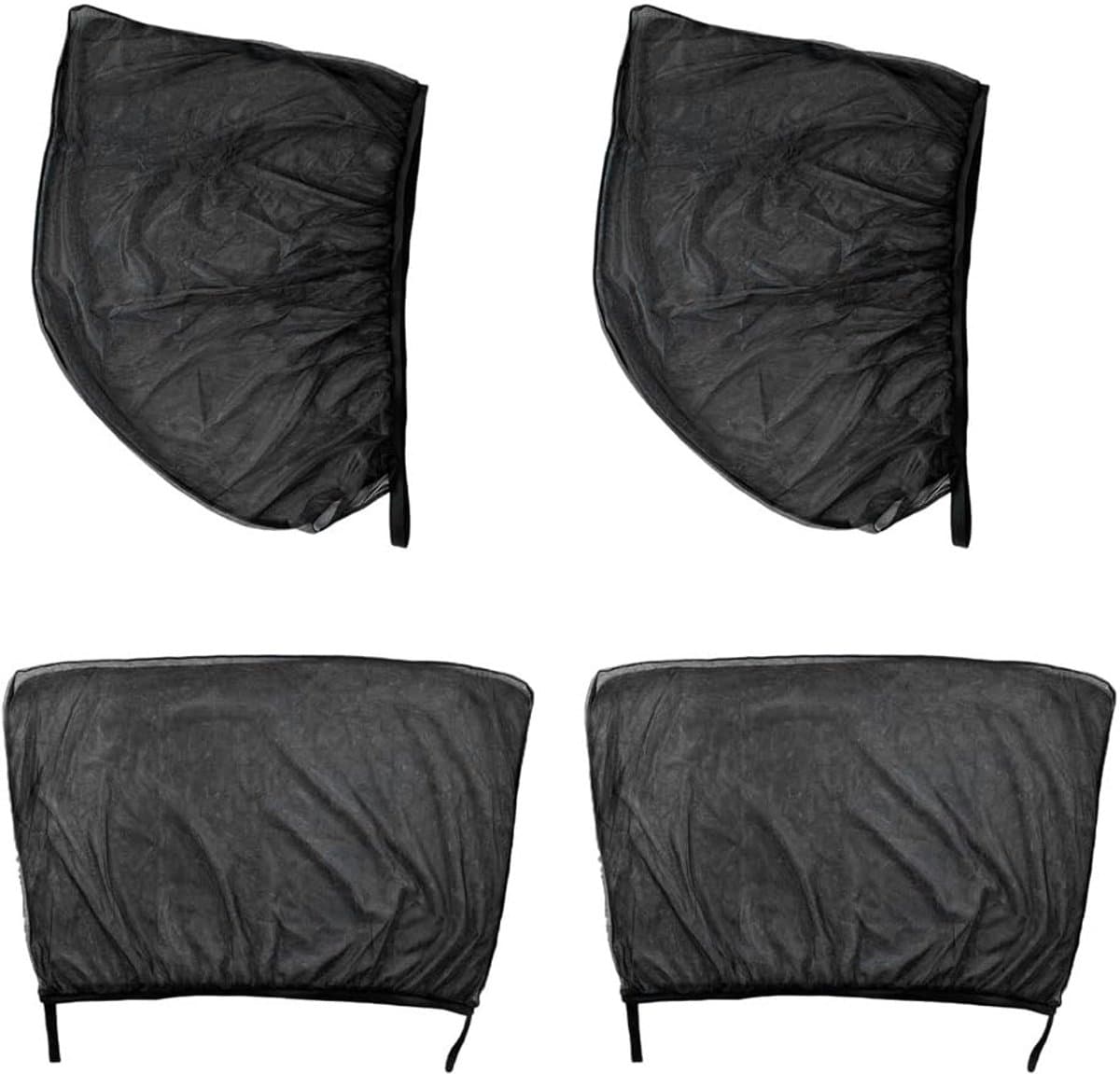 Dailygoods- Zonnescherm Auto - Warmte- en Zonbescherming - Anti-Muggen - Zwart Nylon Mesh - 4 Stuks - Slijtvast en Duurzaam - Raamzonnescherm